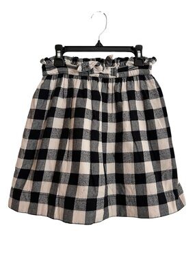 Hanna Andersson Black and Cream Plaid Paperbag Waist Skirt